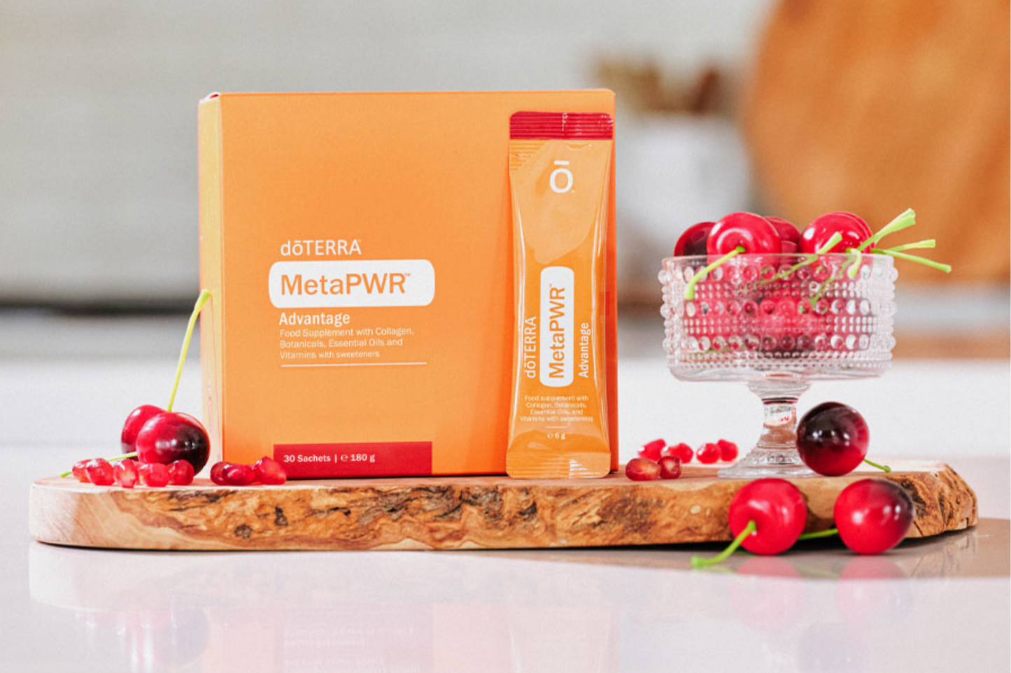 MetaPWR Advantage Nahrungsergänzungsmittel mit Granatapfel-Kirschgeschmack von dōTERRA | 30 Beutel