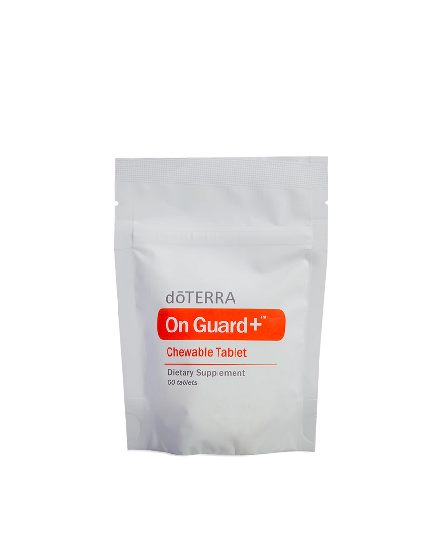 Sachet de 60 comprimés à croquer On Guard+ dōTERRA sur fond blanc