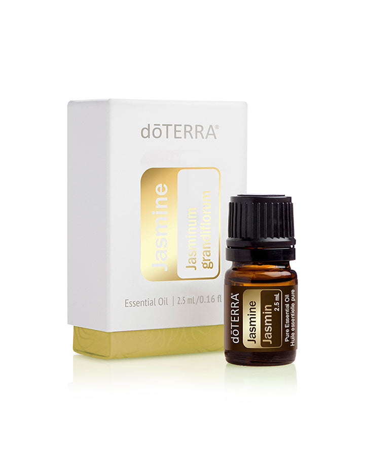 Huile essentielle de Jasmin dōTERRA 2,5 ml présentée avec son étui d'origine