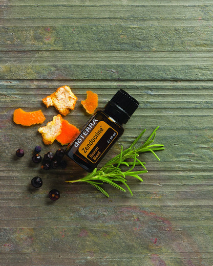 Zendocrine mélange d'huiles essentielles dōTERRA, flacon avec des agrumes